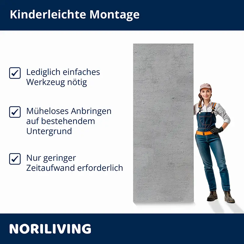 Montageplatte Betonoptik, einfache Montage, Noriliving