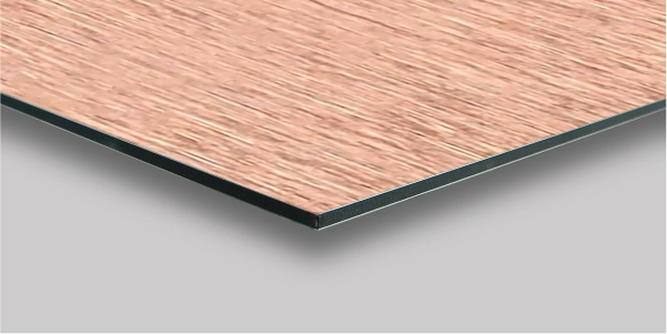 Gebürstete Kupferplatte mit sichtbarer Kante