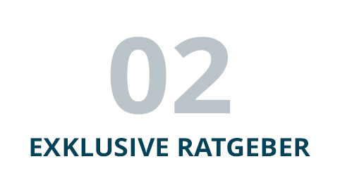 Exklusive Ratgeber Nummer 02 Grafik mit der Nummer 02, darunter der Text Exklusive Ratgeber